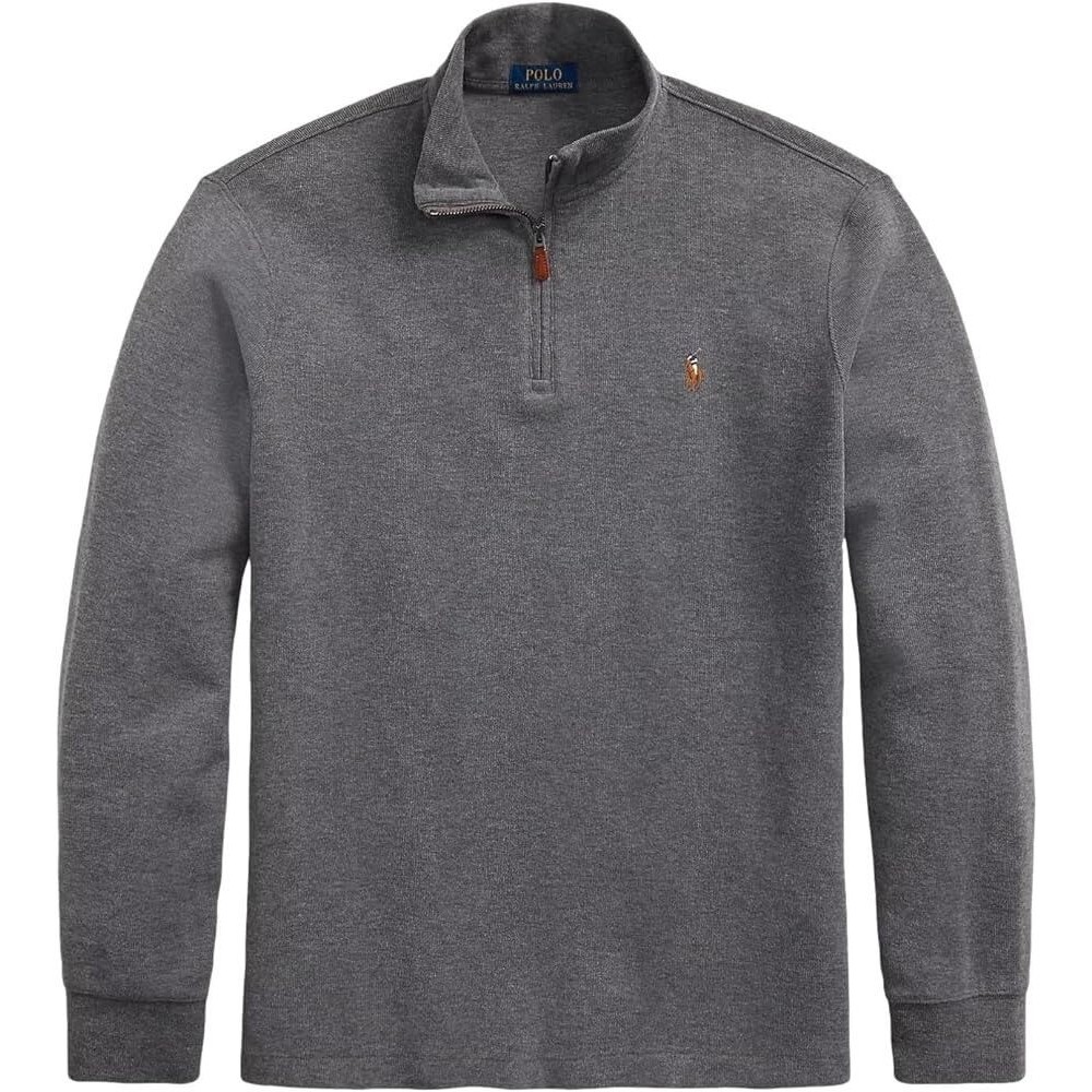 Polo Ralph Lauren Estate Rib Pullover 1/4 Zip Sweater Gray Mens Large Mock Neck - Picture 2 of 8